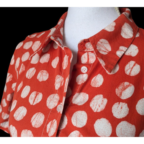 Busayo Collective Colorblock Shirt Dress Size 4 Polka Dot Maxi 100% Cotton - Picture 6 of 7